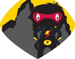 cartone animato mascherato eroico supereroe nel silhouette vettore