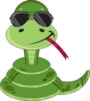 carino cartone animato serpente personaggio nel occhiali da sole vettore