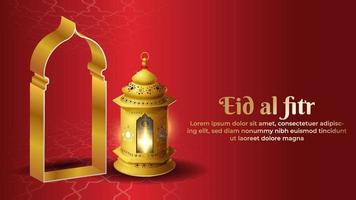 rosso e d'oro Ramadan kareem sfondo con lanterna vettore