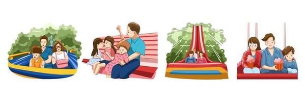 famiglia nel il divertimento parco vettore impostato collezione grafico clipart design