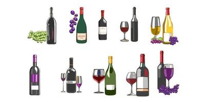 vino vettore impostato collezione grafico clipart design