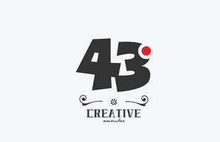 grigio 43 numero logo icona design con rosso punto. creativo modello per azienda e attività commerciale vettore