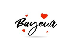 bayeux manoscritto città tipografia testo con amore cuore vettore