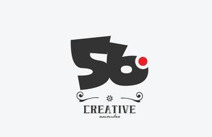 grigio 56 numero logo icona design con rosso punto. creativo modello per azienda e attività commerciale vettore