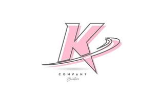 K rosa grigio linea alfabeto lettera logo icona design con svolazzare. creativo modello per attività commerciale e azienda vettore