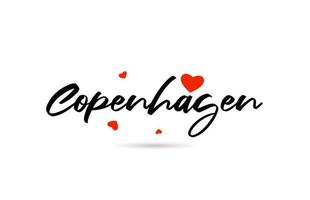 copenhagen manoscritto città tipografia testo con amore cuore vettore