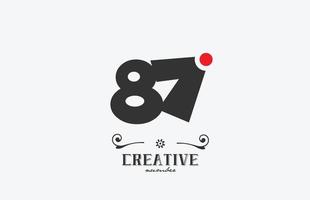 grigio 87 numero logo icona design con rosso punto. creativo modello per azienda e attività commerciale vettore