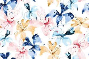 Seamless pattern di fiori che sbocciano con acquarello 15 vettore