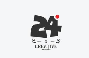 grigio 24 numero logo icona design con rosso punto. creativo modello per azienda e attività commerciale vettore