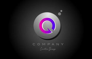 q sfera alfabeto lettera logo icona design con punto. rosa grigio creativo modello per azienda e attività commerciale vettore