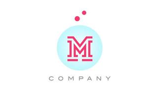 blu rosa m alfabeto lettera logo icona design con punti. creativo modello per attività commerciale e azienda vettore