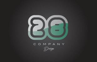 28 verde grigio numero logo icona design. creativo modello per azienda e attività commerciale vettore