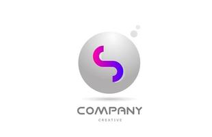 rosa grigio sfera S alfabeto lettera logo icona design con punto. creativo modello per attività commerciale e azienda vettore