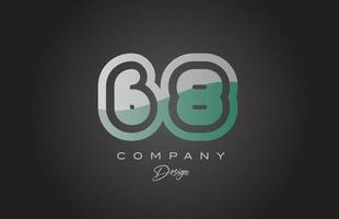 68 verde grigio numero logo icona design. creativo modello per azienda e attività commerciale vettore
