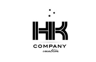 HK nero e bianca combinazione alfabeto grassetto lettera logo con punti. Iscritto creativo modello design per azienda e attività commerciale vettore