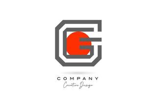 grigio linea g alfabeto lettera logo icona design con rosso punto. creativo modello per azienda e attività commerciale vettore