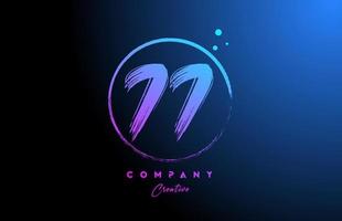 77 grunge numero lettera logo icona design con puntini e cerchio. blu rosa pendenza creativo modello per azienda e attività commerciale vettore