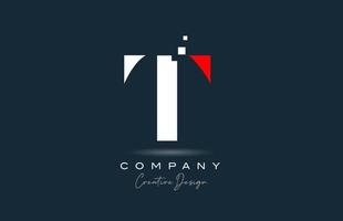 rosso bianca t alfabeto lettera logo icona design con punti. creativo modello per attività commerciale e azienda vettore