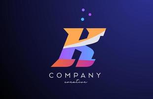 colorato K alfabeto lettera logo icona con punti. arancia rosa blu creativo modello design per attività commerciale e azienda vettore