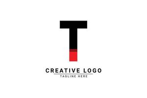 iniziale lettera t logo. rosso e nero forma c lettera logo con ombra utilizzabile per attività commerciale e il branding loghi. piatto vettore logo design modello elemento.