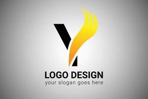 lettera y con arancia pendenza colore elegante minimalista ala design. creativo lettera swoosh icona vettore illustrazione.