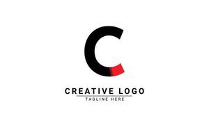 iniziale lettera c logo. rosso e nero forma c lettera logo con ombra utilizzabile per attività commerciale e il branding loghi. piatto vettore logo design modello elemento.