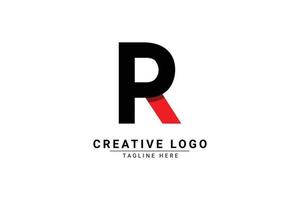 iniziale lettera r logo. rosso e nero forma c lettera logo con ombra utilizzabile per attività commerciale e il branding loghi. piatto vettore logo design modello elemento.