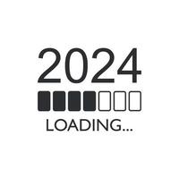Caricamento in corso 2024 anno icona nel piatto stile. progresso indicatore vettore illustrazione su isolato sfondo. Scarica pulsante cartello attività commerciale concetto.