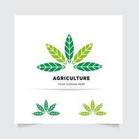 piatto emblema logo design per agricoltura con il concetto di verde le foglie vettore. verde natura logo Usato per agricolo sistemi, agricoltori, e piantagione prodotti. logo modello. vettore