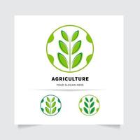 piatto emblema logo design per agricoltura con il concetto di verde le foglie vettore. verde natura logo Usato per agricolo sistemi, agricoltori, e piantagione prodotti. logo modello. vettore