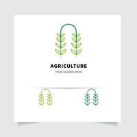 piatto emblema logo design per agricoltura con il concetto di verde le foglie vettore. verde natura logo Usato per agricolo sistemi, agricoltori, e piantagione prodotti. logo modello. vettore