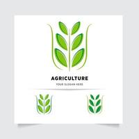 piatto emblema logo design per agricoltura con il concetto di verde le foglie vettore. verde natura logo Usato per agricolo sistemi, agricoltori, e piantagione prodotti. logo modello. vettore