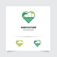 piatto emblema logo design per agricoltura con il concetto di verde le foglie vettore. verde natura logo Usato per agricolo sistemi, agricoltori, e piantagione prodotti. logo modello. vettore