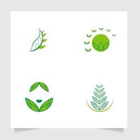 impostato raccolta piatto emblema logo design per agricoltura con il concetto di verde le foglie vettore. verde natura logo Usato per agricolo sistemi, agricoltori, e piantagione prodotti. logo modello. vettore