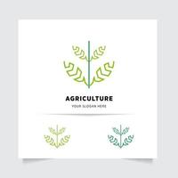 piatto emblema logo design per agricoltura con il concetto di verde le foglie vettore. verde natura logo Usato per agricolo sistemi, agricoltori, e piantagione prodotti. logo modello. vettore