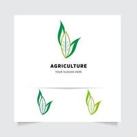 piatto emblema logo design per agricoltura con il concetto di verde le foglie vettore. verde natura logo Usato per agricolo sistemi, agricoltori, e piantagione prodotti. logo modello. vettore