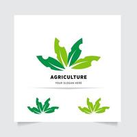 piatto emblema logo design per agricoltura con il concetto di verde le foglie vettore. verde natura logo Usato per agricolo sistemi, agricoltori, e piantagione prodotti. logo modello. vettore