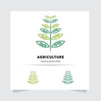 piatto emblema logo design per agricoltura con il concetto di verde le foglie vettore. verde natura logo Usato per agricolo sistemi, agricoltori, e piantagione prodotti. logo modello. vettore