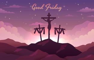 venerdì santo con gesù crocifisso sulla croce vettore
