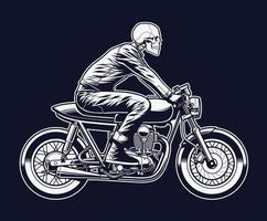 scheletro in sella a una moto