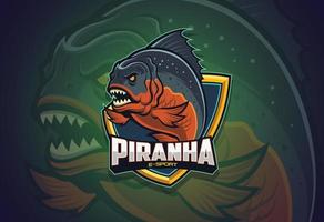 design del logo di piranha esport vettore