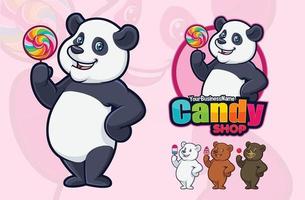 design mascotte panda per la tua attività o logo con orsi opzionali e orso polare vettore