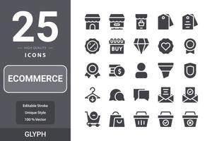 ecommerceicon pack per il design del tuo sito web, logo, app, ui. e-commerce icona glifo design vettore