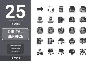 icon pack di servizi digitali per il design del tuo sito web, logo, app, ui vettore