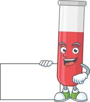 rosso test tubo cartone animato personaggio vettore