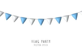 blu e bianca festivo bandiera festa realistico 3d design elemento isolato su bianca sfondo. vettore illustrazione
