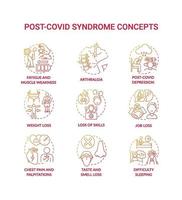 set di icone di concetto di sindrome post-covid vettore