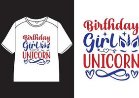 compleanno ragazza unicorno maglietta design vettore