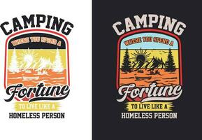 campeggio t camicia design fascio maglietta design per campeggio amante vettore