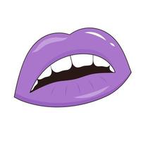 sexy labbra con denti nel pop arte stile. Da donna mezzo aperto bocca. vettore